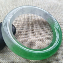 Load image into Gallery viewer, 10% OFF- 55/56/57mm Certified Natural Green White Jadeite Emerald A*Jade HandCarved Lucky Round Bracelet Bangle F203