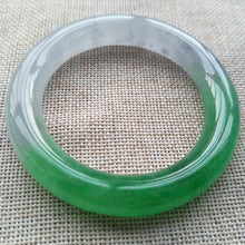 Load image into Gallery viewer, 10% OFF- 55/56/57mm Certified Natural Green White Jadeite Emerald A*Jade HandCarved Lucky Round Bracelet Bangle F203
