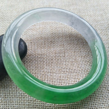 Load image into Gallery viewer, 10% OFF- 57/58/59mm Certified Natural Green White Jadeite Emerald A*Jade HandCarved Lucky Round Bracelet Bangle F206