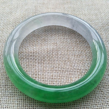 Load image into Gallery viewer, 10% OFF- 57/58/59mm Certified Natural Green White Jadeite Emerald A*Jade HandCarved Lucky Round Bracelet Bangle F206