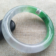 Load image into Gallery viewer, 10% OFF- 57/58/59mm Certified Natural Green White Jadeite Emerald A*Jade HandCarved Lucky Round Bracelet Bangle F204