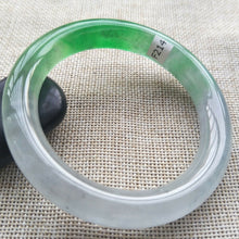 Load image into Gallery viewer, 10% OFF- 57/58/59mm Certified Natural Green White Jadeite Emerald A*Jade HandCarved Lucky Round Bracelet Bangle F214