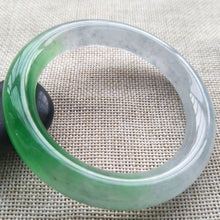 Load image into Gallery viewer, 10% OFF- 57/58/59mm Certified Natural Green White Jadeite Emerald A*Jade HandCarved Lucky Round Bracelet Bangle F214