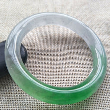 Load image into Gallery viewer, 10% OFF- 57/58/59mm Certified Natural Green White Jadeite Emerald A*Jade HandCarved Lucky Round Bracelet Bangle F214