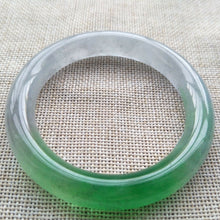 Load image into Gallery viewer, 10% OFF- 57/58/59mm Certified Natural Green White Jadeite Emerald A*Jade HandCarved Lucky Round Bracelet Bangle F214
