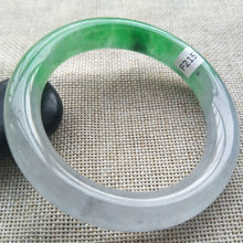 Load image into Gallery viewer, 10% OFF- 57/58/59mm Certified Natural Green White Jadeite Emerald A*Jade HandCarved Lucky Round Bracelet Bangle F215