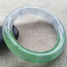 Load image into Gallery viewer, 10% OFF- 57/58/59mm Certified Natural Green White Jadeite Emerald A*Jade HandCarved Lucky Round Bracelet Bangle F215