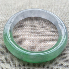 Load image into Gallery viewer, 10% OFF- 57/58/59mm Certified Natural Green White Jadeite Emerald A*Jade HandCarved Lucky Round Bracelet Bangle F215
