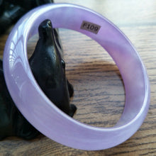 Load image into Gallery viewer, 10% OFF- 54/55/56mm Certified Natural Lavender Purple Jadeite Emerald A*Jade HandCarved Lucky Bracelet Bangle F109