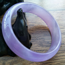 Load image into Gallery viewer, 10% OFF- 54/55/56mm Certified Natural Lavender Purple Jadeite Emerald A*Jade HandCarved Lucky Bracelet Bangle F109