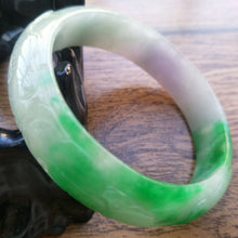 Load image into Gallery viewer, 10% OFF- 57/58/59mm Certified Natural 3 Color Jadeite Emerald A*Jade HandCarved Lucky Ruyi Flower Bracelet Bangle A208