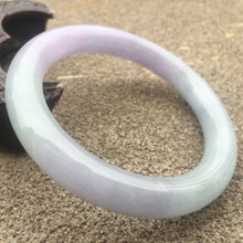Load image into Gallery viewer, 10% OFF- 57/58/59mm Certified Natural Lavender Jadeite Emerald A*Jade HandCarved Lucky Round Bracelet Bangle GX275