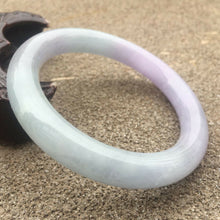 Load image into Gallery viewer, 10% OFF- 57/58/59mm Certified Natural Lavender Jadeite Emerald A*Jade HandCarved Lucky Round Bracelet Bangle GX275