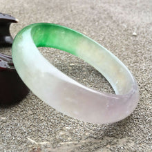 Load image into Gallery viewer, 10% OFF- 54/55/56mm Certified Natural 3 Color Jadeite Emerald A*Jade HandCarved Lucky Bracelet Bangle GX627