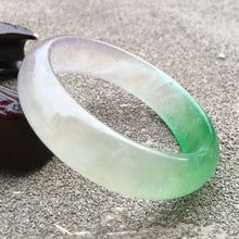 Load image into Gallery viewer, 10% OFF- 54/55/56mm Certified Natural 3 Color Jadeite Emerald A*Jade HandCarved Lucky Bracelet Bangle GX627