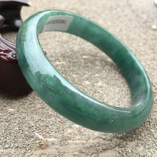 Load image into Gallery viewer, 10% OFF- 58/59/60mm Certified Natural Oily Green Jadeite Emerald A*Jade HandCarved Lucky Bracelet Bangle x3281