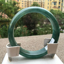 Load image into Gallery viewer, 10% OFF- 58/59/60mm Certified Natural Oily Green Jadeite Emerald A*Jade HandCarved Lucky Bracelet Bangle x3288
