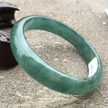 Load image into Gallery viewer, 10% OFF- 54/55/56mm Certified Natural Oily Green Jadeite Emerald A*Jade HandCarved Lucky Bracelet Bangle x3284