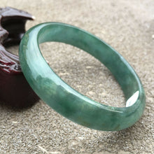Load image into Gallery viewer, 10% OFF- 54/55/56mm Certified Natural Oily Green Jadeite Emerald A*Jade HandCarved Lucky Bracelet Bangle x3284
