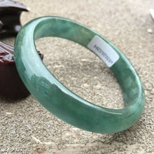 Load image into Gallery viewer, 10% OFF- 54/55/56mm Certified Natural Oily Green Jadeite Emerald A*Jade HandCarved Lucky Bracelet Bangle x3284