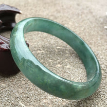 Load image into Gallery viewer, 10% OFF- 54/55/56mm Certified Natural Oily Green Jadeite Emerald A*Jade HandCarved Lucky Bracelet Bangle x3284