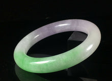 Load image into Gallery viewer, 10% OFF- 56/57/58mm Certified Natural 3 Color Jadeite Emerald A*Jade HandCarved Lucky Round Bracelet Bangle GX942
