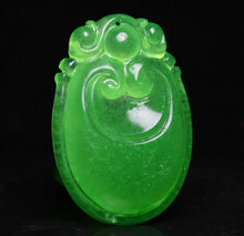 Load image into Gallery viewer, 10% OFF- Certified Natural Icy Green Jadeite Emerald A Jade HandCarved Lucky Dragon Pendant A537