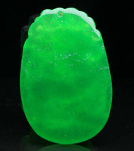 Load image into Gallery viewer, 10% OFF- Certified Natural Icy Green Jadeite Emerald A Jade HandCarved Lucky Horse Yu Bi Pendant A537