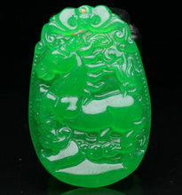 Load image into Gallery viewer, 10% OFF- Certified Natural Icy Green Jadeite Emerald A Jade HandCarved Lucky Horse Yu Bi Pendant A537