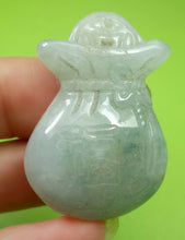 Load image into Gallery viewer, 10% OFF- Certified Natural Jadeite Emerald Jade HandCarved Translucent Blessing Coin Bag Pendant《Grade A》A5984