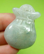 Load image into Gallery viewer, 10% OFF- Certified Natural Jadeite Emerald Jade HandCarved Translucent Blessing Coin Bag Pendant《Grade A》A5984
