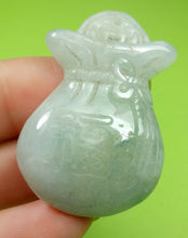 Load image into Gallery viewer, 10% OFF- Certified Natural Jadeite Emerald Jade HandCarved Translucent Blessing Coin Bag Pendant《Grade A》A5984