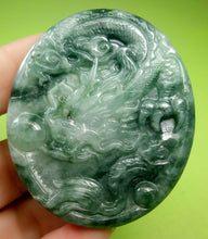 Load image into Gallery viewer, 10% OFF- Certified Natural Jadeite Emerald Jade HandCarved Translucent Lucky Dragon Pendant《Grade A》A9812