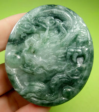 Load image into Gallery viewer, 10% OFF- Certified Natural Jadeite Emerald Jade HandCarved Translucent Lucky Dragon Pendant《Grade A》A9812