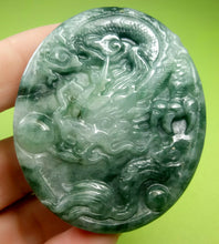 Load image into Gallery viewer, 10% OFF- Certified Natural Jadeite Emerald Jade HandCarved Translucent Lucky Dragon Pendant《Grade A》A9812