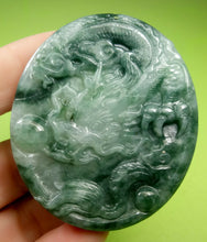 Load image into Gallery viewer, 10% OFF- Certified Natural Jadeite Emerald Jade HandCarved Translucent Lucky Dragon Pendant《Grade A》A9812