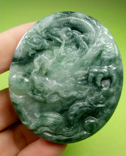 Load image into Gallery viewer, 10% OFF- Certified Natural Jadeite Emerald Jade HandCarved Translucent Lucky Dragon Pendant《Grade A》A9812