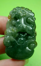 Load image into Gallery viewer, 10% OFF- Certified Natural Oily Green Jadeite Emerald A Jade HandCarved Translucent Lucky Dog YuanBao Pendant《Grade A》A6070