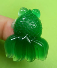 Load image into Gallery viewer, 10% OFF- Certified Natural Icy Green Emerald A Jade HandCarved Lucky Gold Fish Pendant A6167