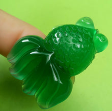 Load image into Gallery viewer, 10% OFF- Certified Natural Icy Green Emerald A Jade HandCarved Lucky Gold Fish Pendant A6167