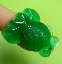 Load image into Gallery viewer, 10% OFF- Certified Natural Icy Green Emerald A Jade HandCarved Lucky Gold Fish Pendant A6167