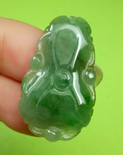 Load image into Gallery viewer, 10% OFF- Certified Natural Oily Green Jadeite Emerald A Jade HandCarved Translucent Lucky Lotus Leaf Pendant《Grade A》A
