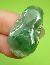 Load image into Gallery viewer, 10% OFF- Certified Natural Oily Green Jadeite Emerald A Jade HandCarved Translucent Lucky Lotus Leaf Pendant《Grade A》A