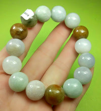 Load image into Gallery viewer, 10% OFF- 55-63mm Certified Natural Multi-Color Jadeite Emerald A Jade HandCarved Translucent Lucky 13MM Beads Stretchy-Bracelet《Grade A》A2419