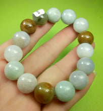 Load image into Gallery viewer, 10% OFF- 55-63mm Certified Natural Multi-Color Jadeite Emerald A Jade HandCarved Translucent Lucky 13MM Beads Stretchy-Bracelet《Grade A》A2419
