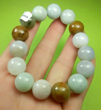 Load image into Gallery viewer, 10% OFF- 55-63mm Certified Natural Multi-Color Jadeite Emerald A Jade HandCarved Translucent Lucky 13MM Beads Stretchy-Bracelet《Grade A》A2419