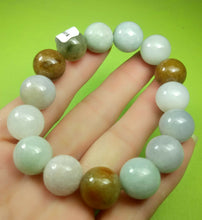 Load image into Gallery viewer, 10% OFF- 55-63mm Certified Natural Multi-Color Jadeite Emerald A Jade HandCarved Translucent Lucky 13MM Beads Stretchy-Bracelet《Grade A》A2419