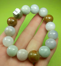 Load image into Gallery viewer, 10% OFF- 55-63mm Certified Natural Multi-Color Jadeite Emerald A Jade HandCarved Translucent Lucky 13MM Beads Stretchy-Bracelet《Grade A》A2419