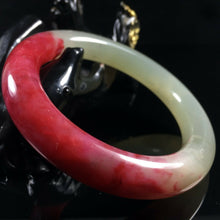 Load image into Gallery viewer, 10% OF- 53/54/55mm Certified Natural Red Emerald Xiu Jade A HandCarved Lucky Round Bracelet Bangle A006