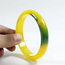 Load image into Gallery viewer, 10% OF- 67/68/69mm Certified Natural Yellow Green Emerald A*Jade Handcrafted Lucky Bracelet Bangle B7957
